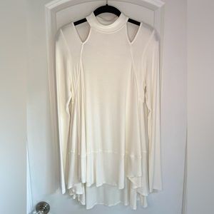 Free People Downtown Girl Long Sleeve Cut-Out Tunic Ivory Size S, NWOT